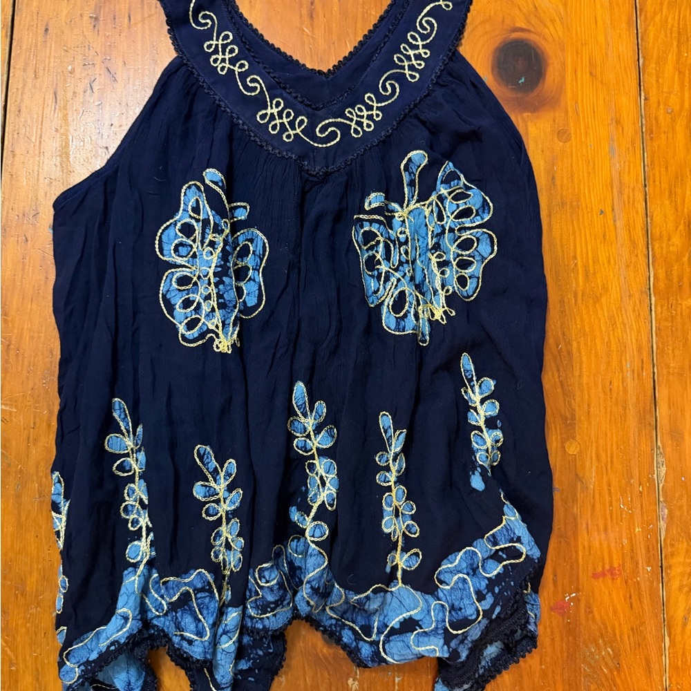 Chic Navy Boho Embroidered Sleeveless - Picture 5 of 6